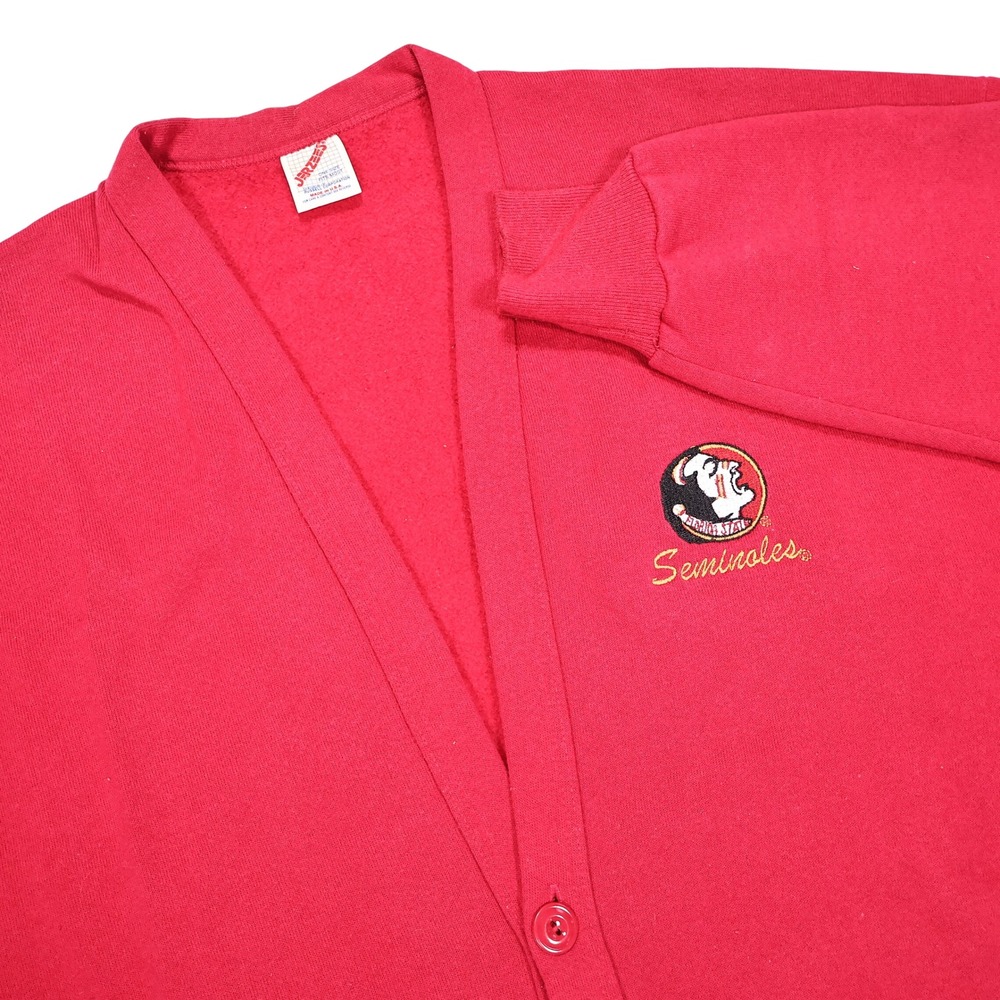 VTG JERZEES Size OSFM Red Florida State Seminoles FSU Sweatshirt Cardigan USA